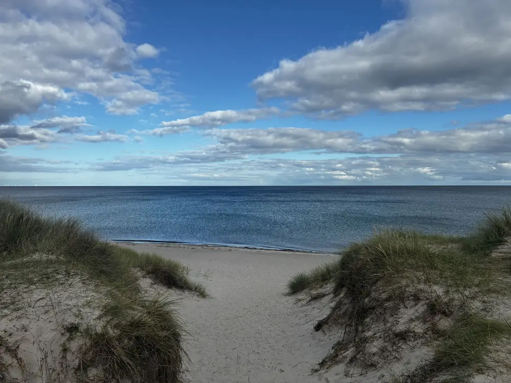 Klitter med hjelme og sandstrand ud til Kattegat